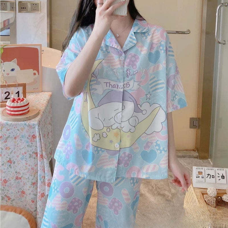 Weiches Pyjama-Set mit Cartoon-Anime-Motiv KI601