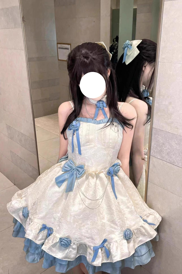 Printed Ruffle Bowknot Sweet Princess Lolita Jsk Dress