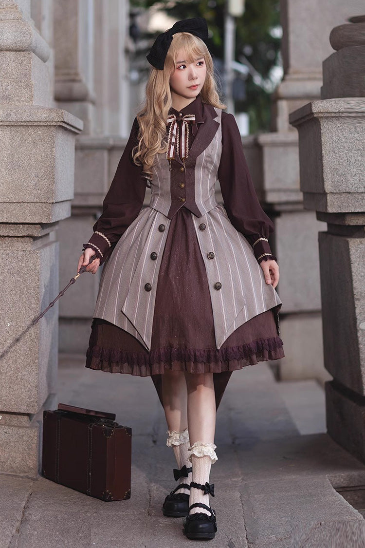 Classic Lolita Skirt with Ruffle Cardigan and Witch's Notes Print