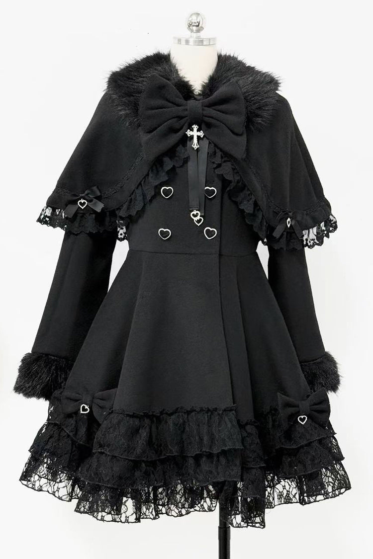 Jirai Kei Coat with Removable Cape and Bowknot - Magician Style - Long Sleeve