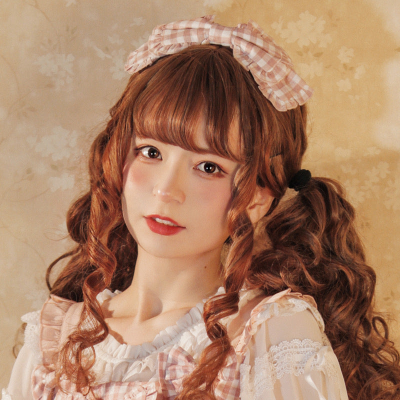 Lolita Headwear with Plaid Print and Bowknot