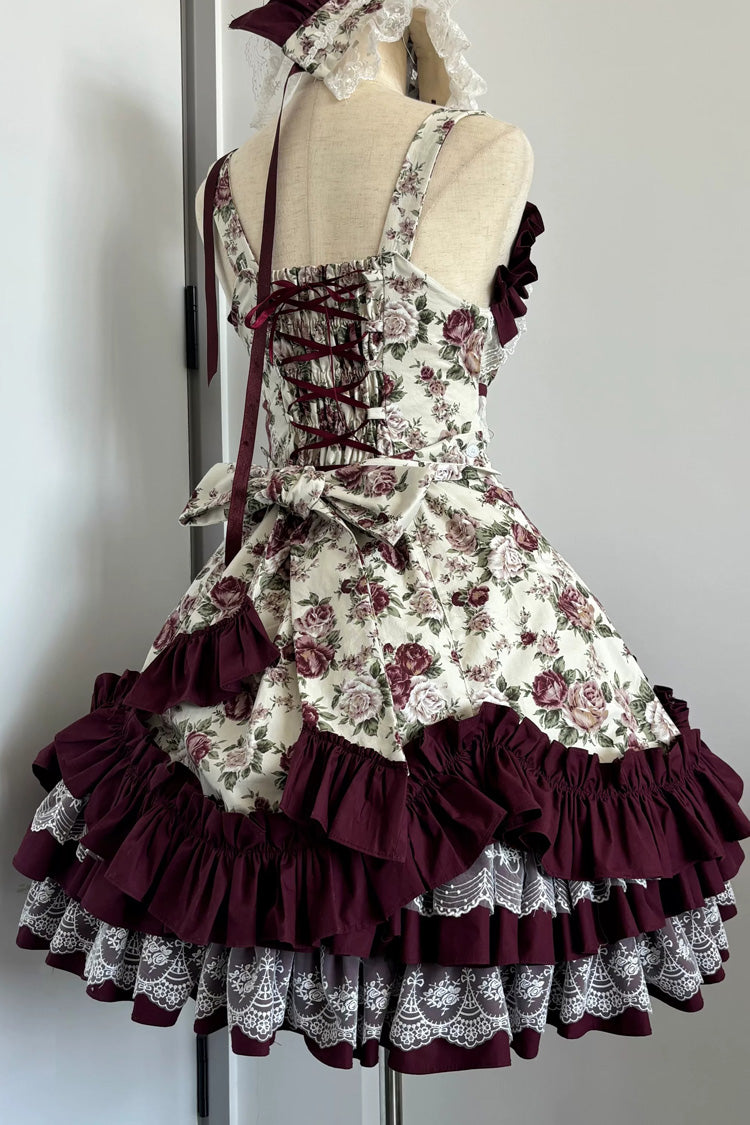 Ruffled Off-Shoulder Gothic JSK Dress with Bow and Lace