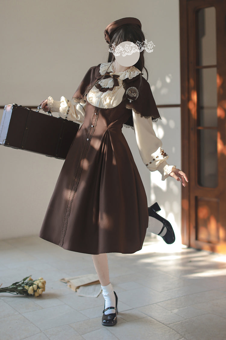 Vintage College Style Elegant Lolita Dress with Ruffle Details