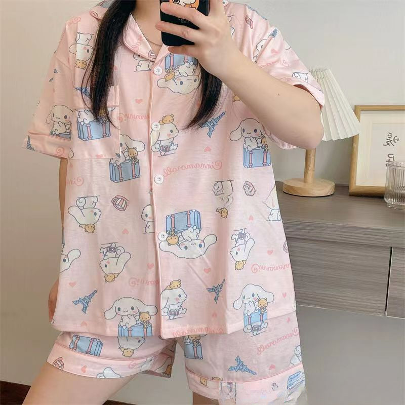 Loungewear-Pyjama-Set mit Cartoon-Motiv KI602