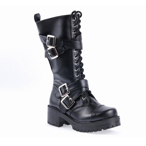 Gothic Lolita Boots with Patent Leather and Buckles