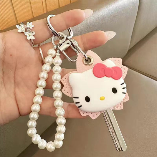 Cartoon Kitty Floral Key Card Cover