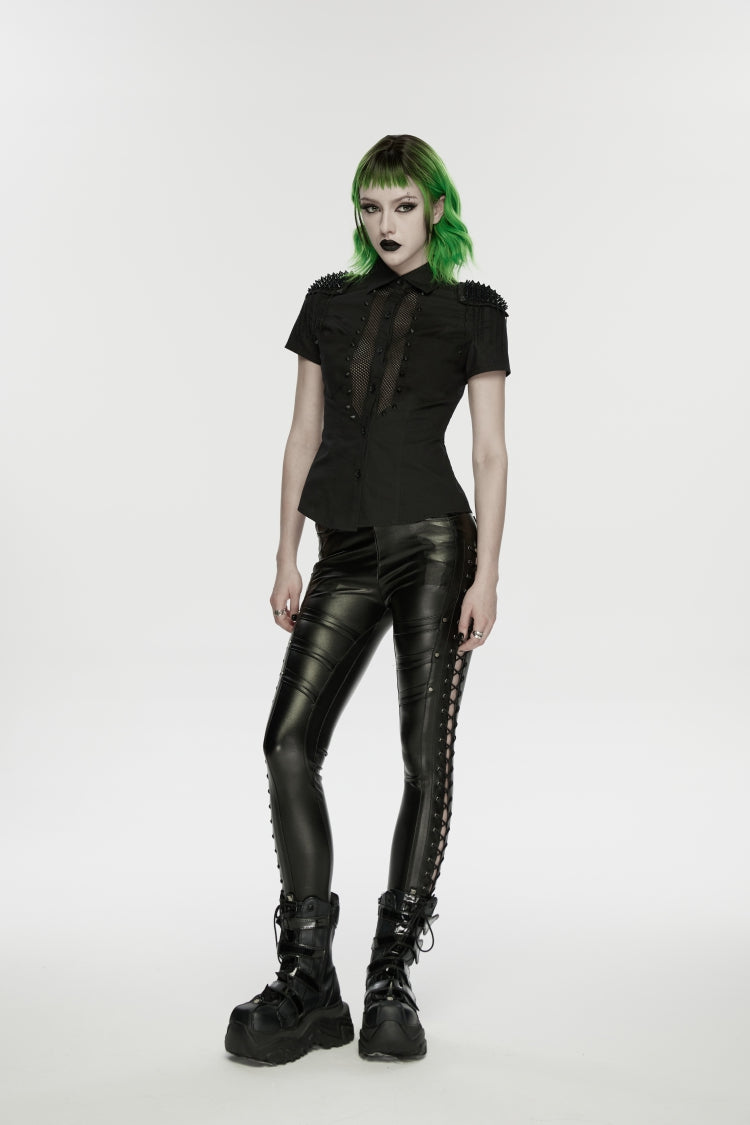 Punk Drawstring Leggings with Studs