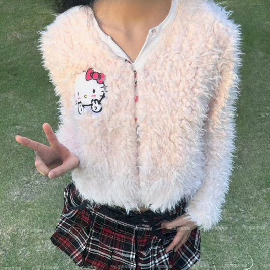 Rosa Kätzchen Plüschjacke KI309