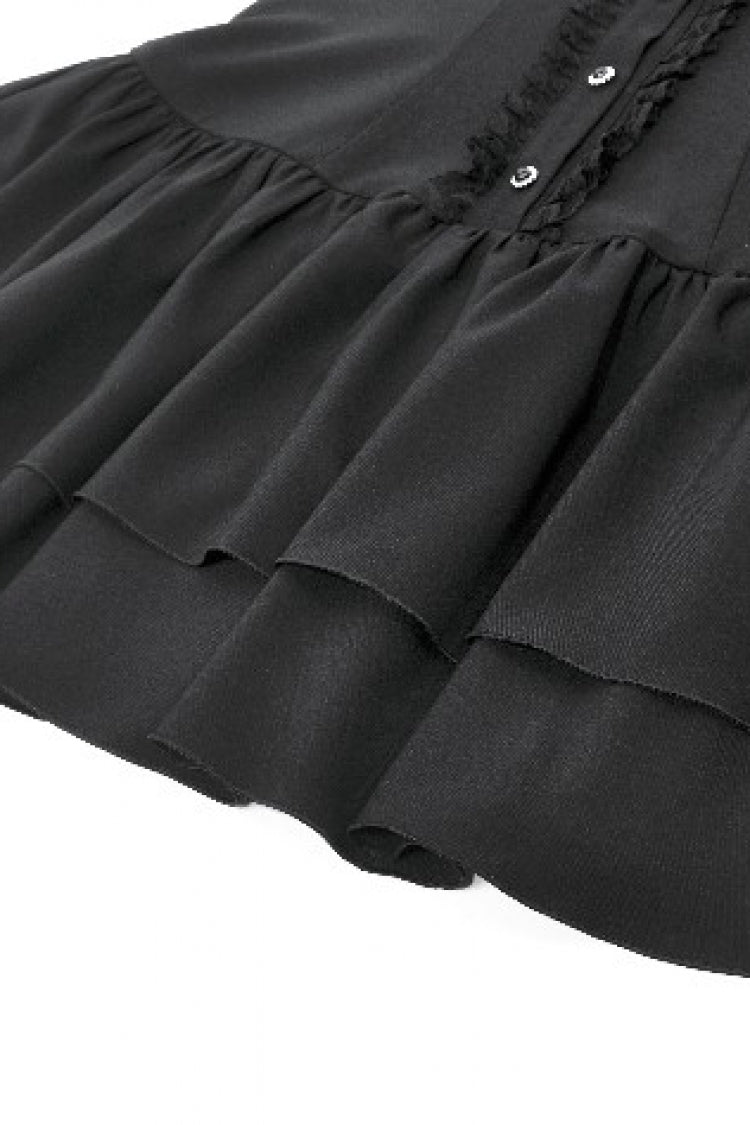 Lolita Dress with Bow Trim and Lace-Up Front