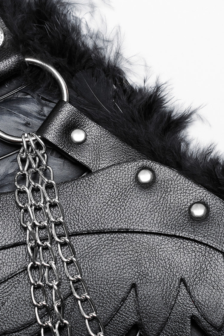 Women's Steampunk Feather Wing Harness with Artificial Leather Stitching in 2 Colors