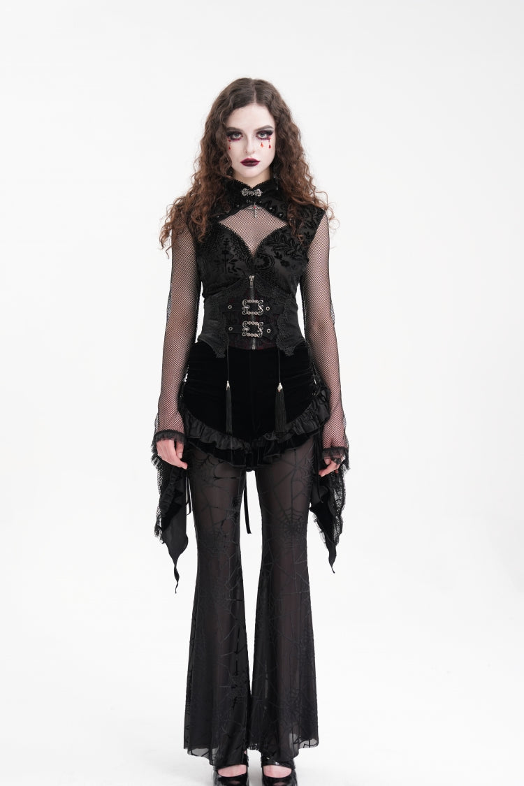 Feathered Ruffle Mesh Shorts for Women - Gothic Edge