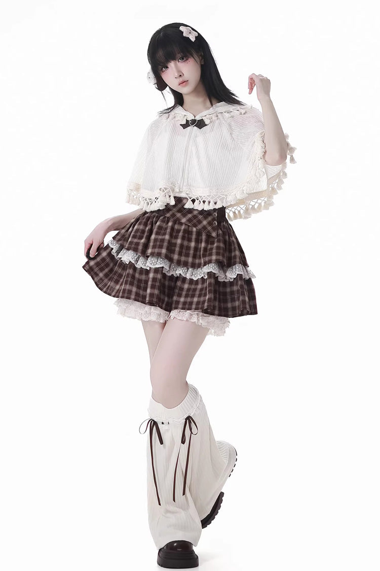 Sweet Lolita Skirt with Double-Layered Ruffles and Lace Splicing