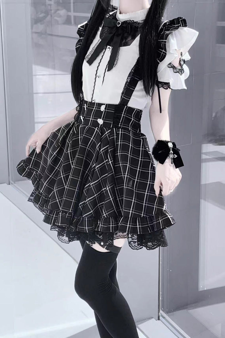 Tartan Ruffle Lace Jirai Kei Japanese Dress