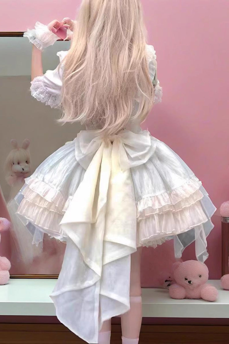 Emerald Camellia Love Sleeveless Triple Ruffle Bow Lace Sweet Princess Lolita Jumper