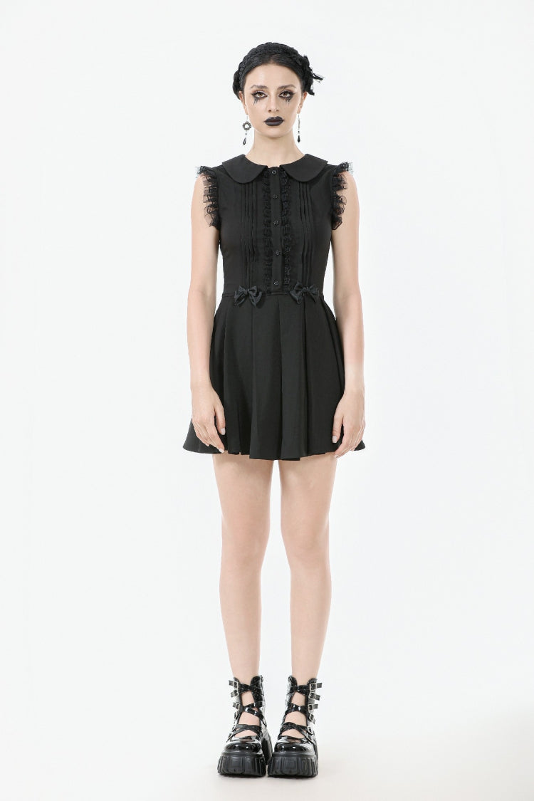 Peter Pan Collar Sleeveless Pleated Graduation Dress