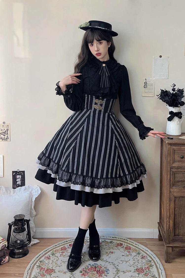 Multi-Layer Striped Ruffle Skirt for Lolita - Gothic Edge