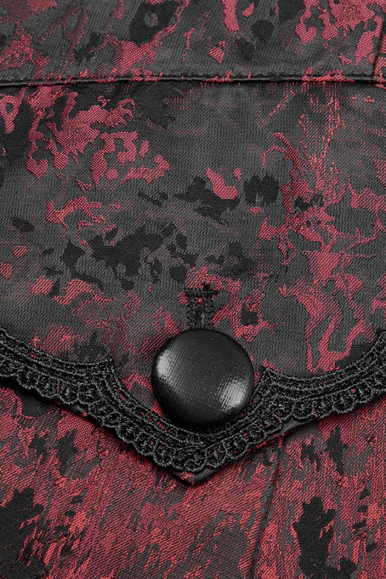 Crimson & Noir Long Sleeve Lace Elegant Men's Vintage Tuxedo Coat