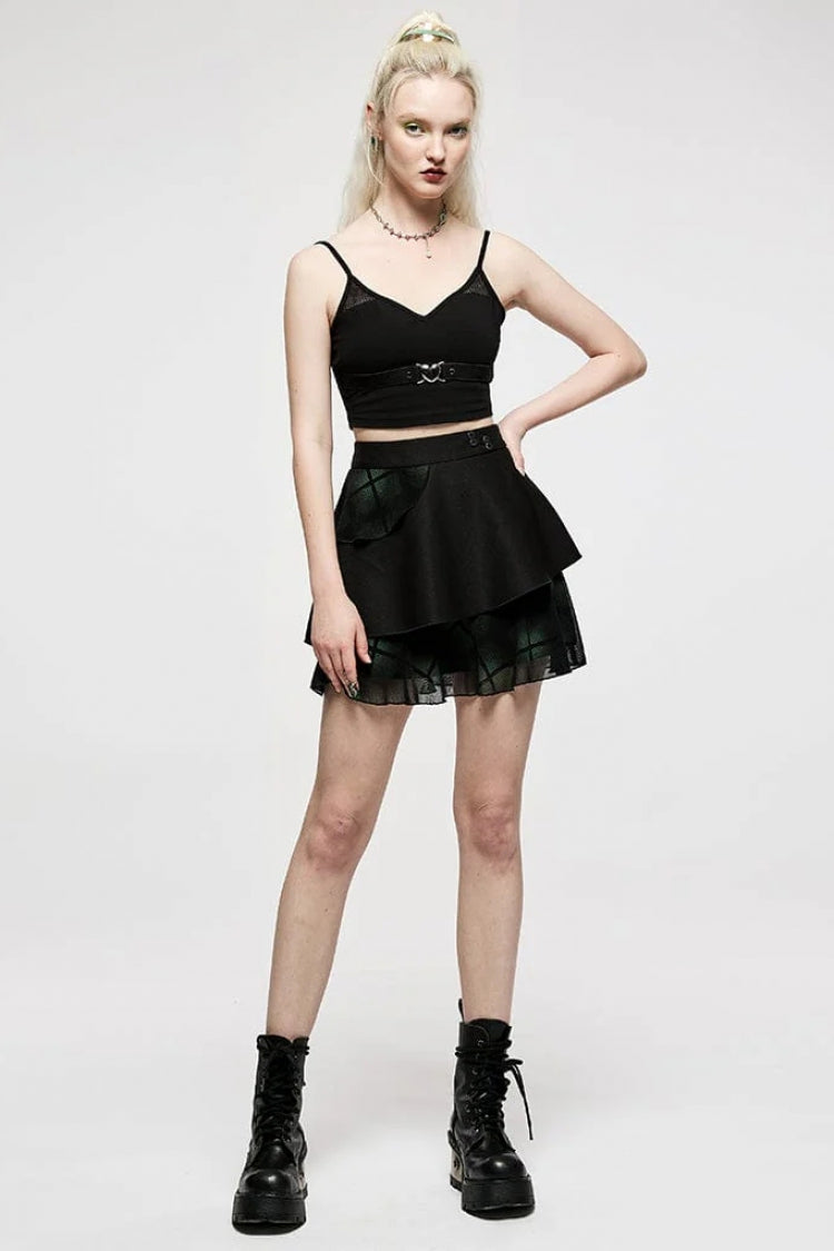Slim Punk Vest with Metal Heart Buckle Strap
