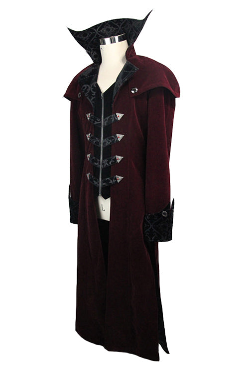 Gothic Shawl Collar Men's Long Velvet Overcoat in Western Style