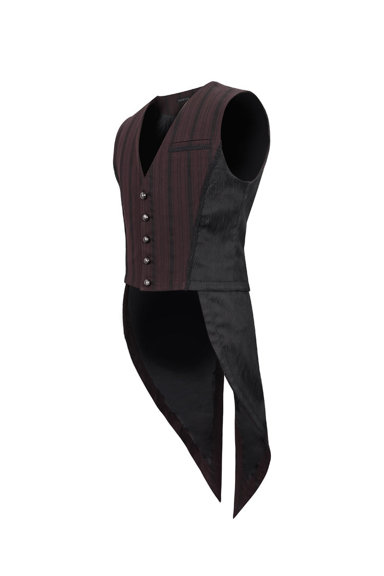 Burgundy Punk Tailcoat with Detachable Swallowtail and Texture