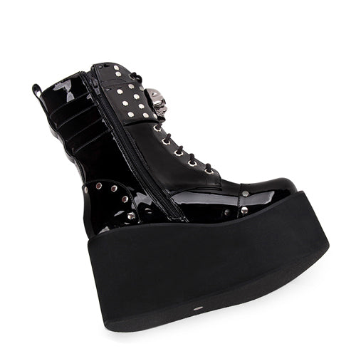 Dark Side-Zip Skull Motif Victorian Boots