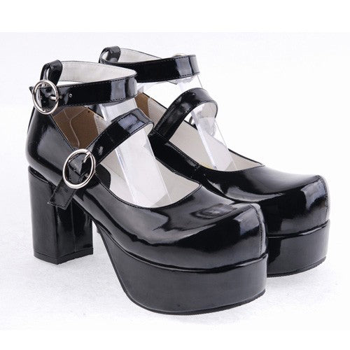 Lolita Platform Shoes with Cross Straps and Round Toe