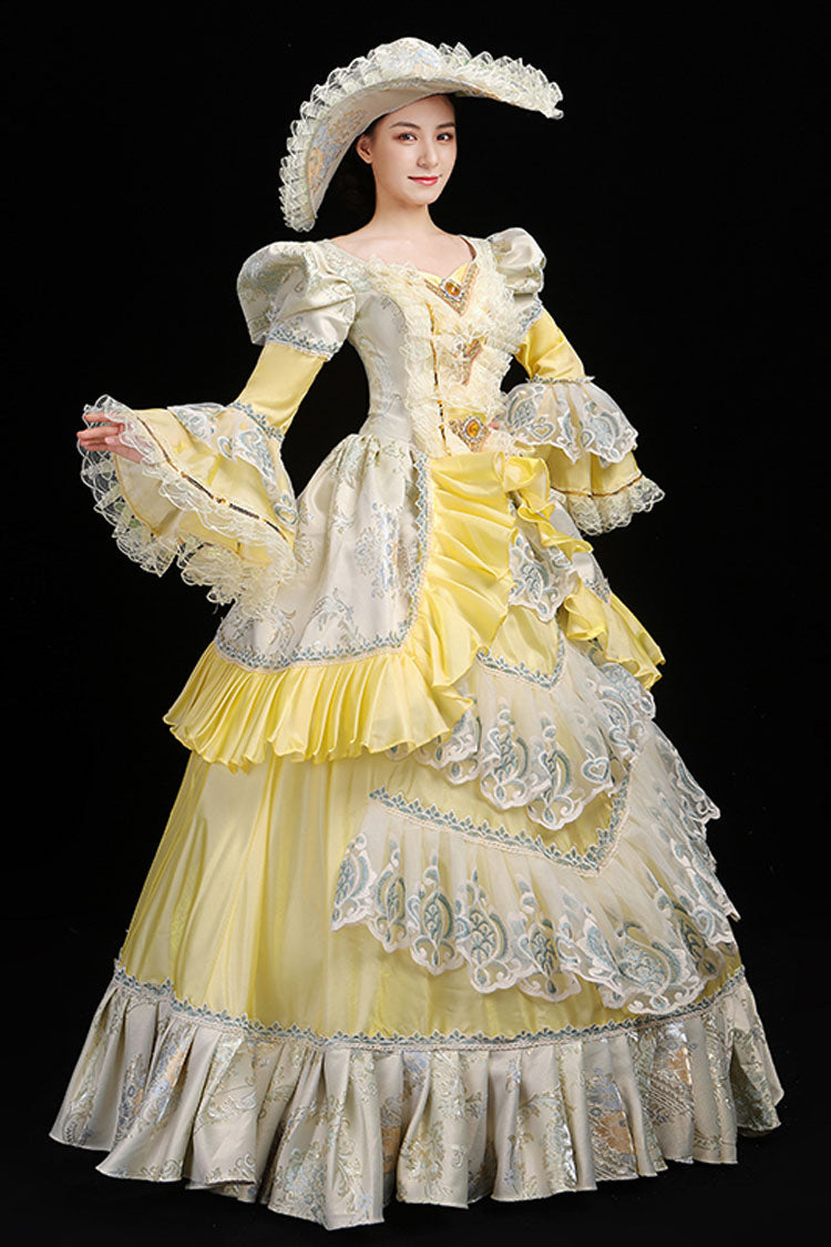 Layered Hollow Embroidery Victorian Lolita Prom Dress with High Waist