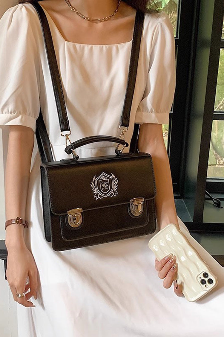Japanese School Style Lolita Handbag with Sweet Print - Dual Color Options