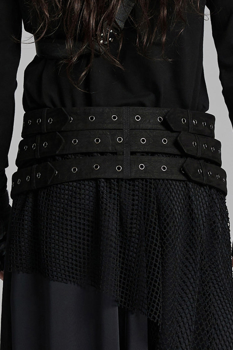 Edgy Skull-Embellished Buckle Belt for Men