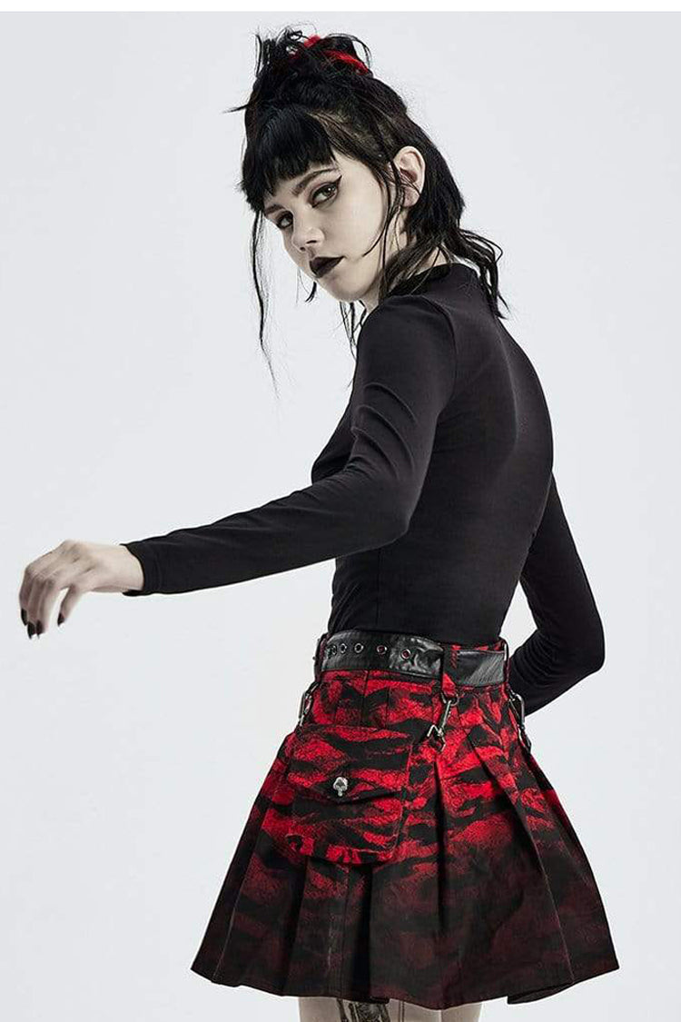 Punk High Collar Long Sleeve Tee with Chest Cutout in Black Knit