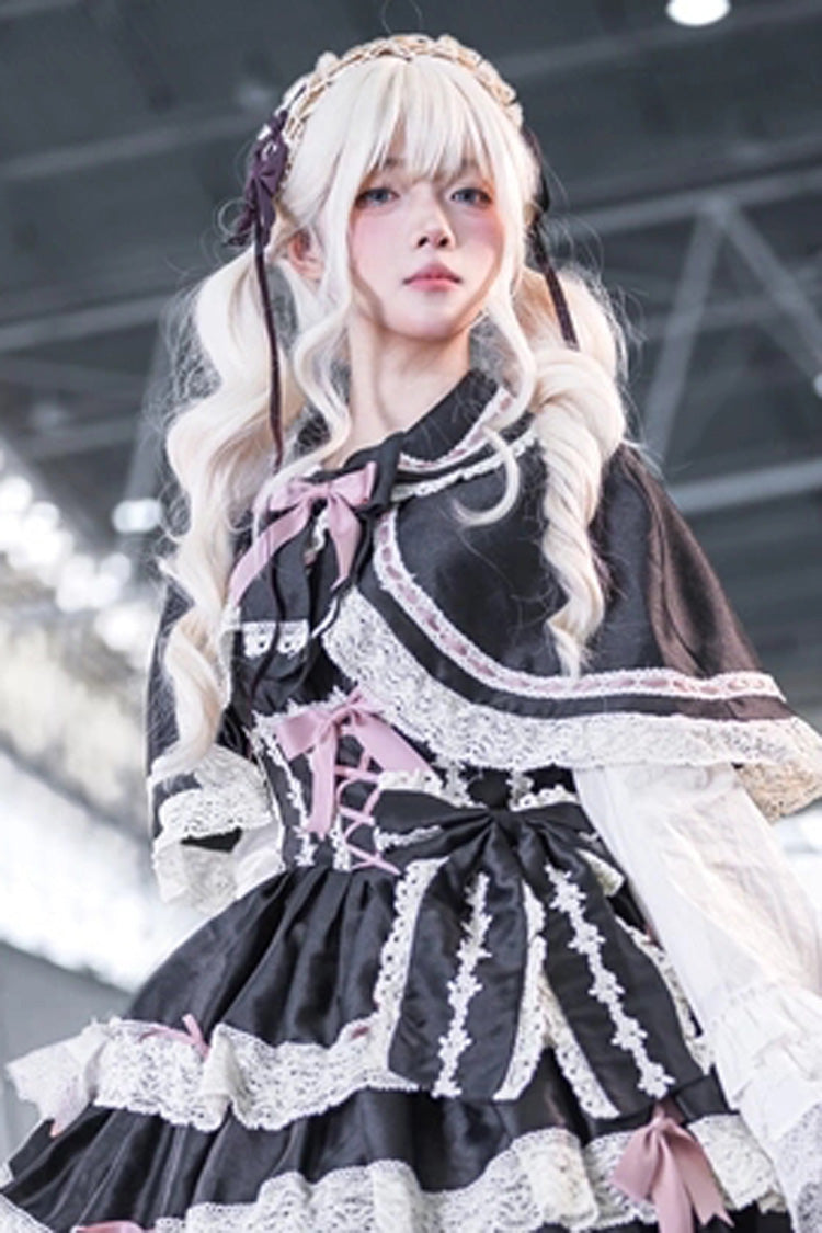 Walnut Gold Japanese Soft Air Bangs Long Curly Sweet Lolita Twin-Tail Wig