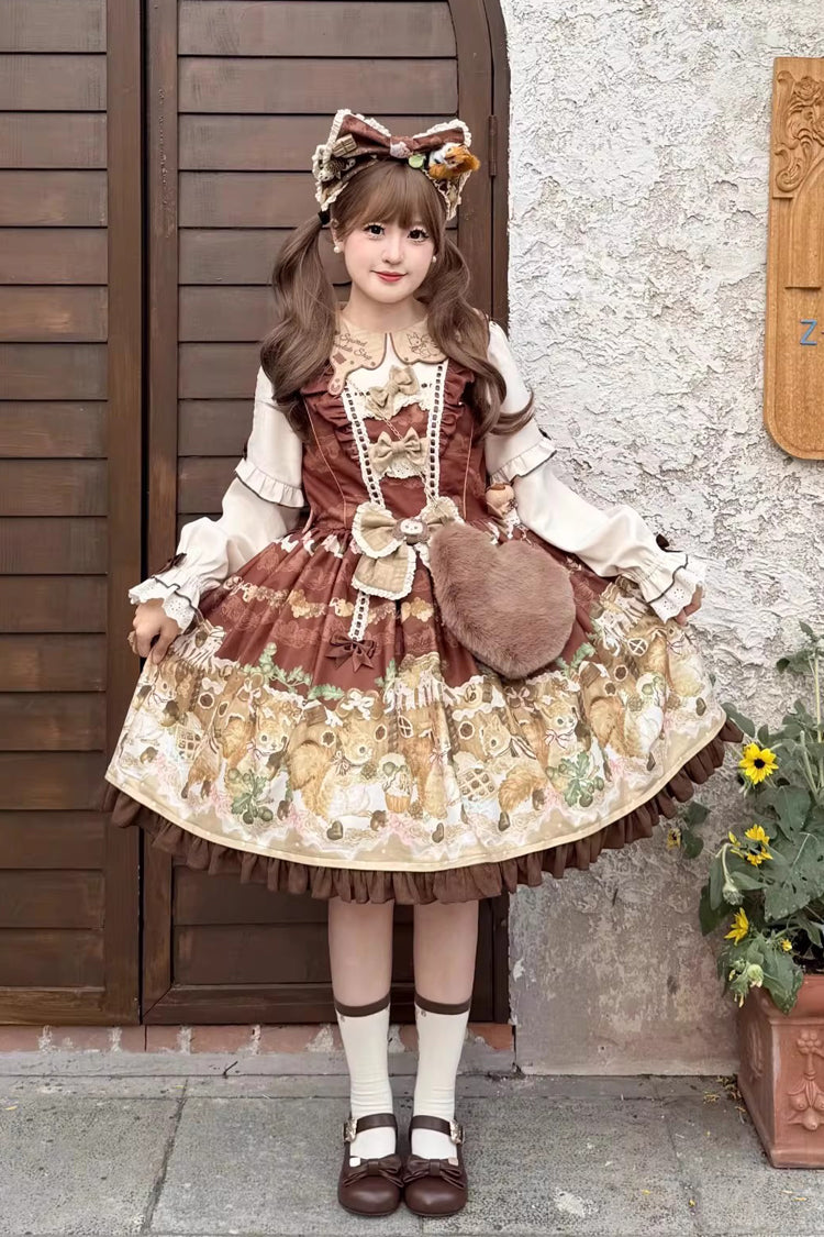 Sweet Lolita Dress with Doll Collar and Long Sleeves