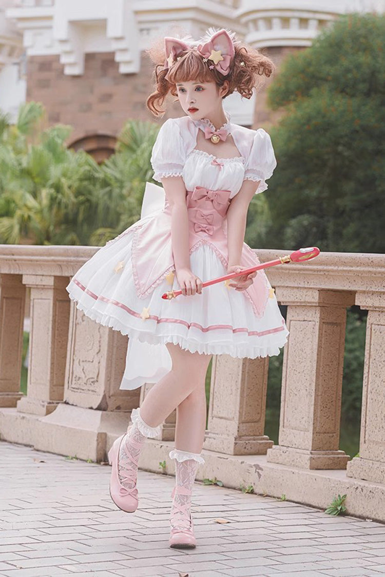 Sweet Lolita JSK Dress with Magic Star and Bowknot - Dual Color Options