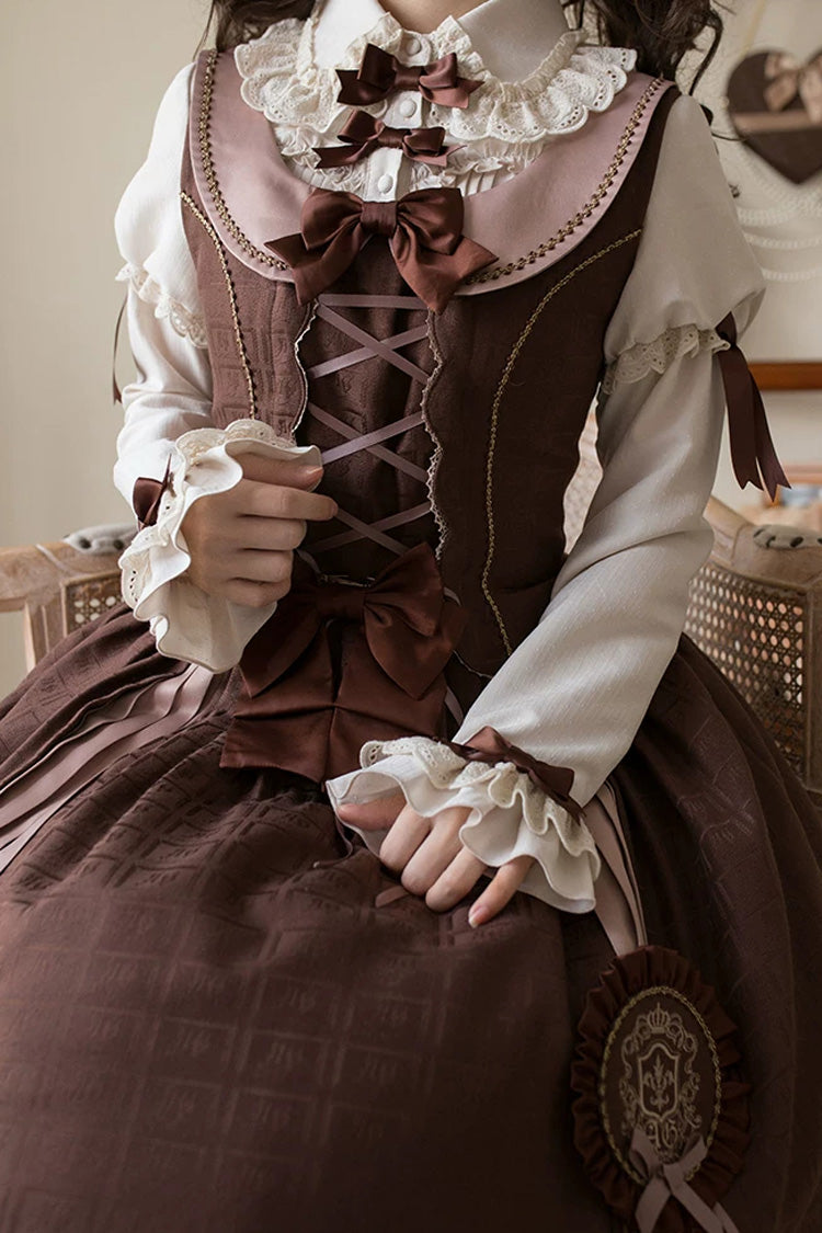 Classic Lolita JSK Dress and Skirt with Embroidered Bow Lace-Up