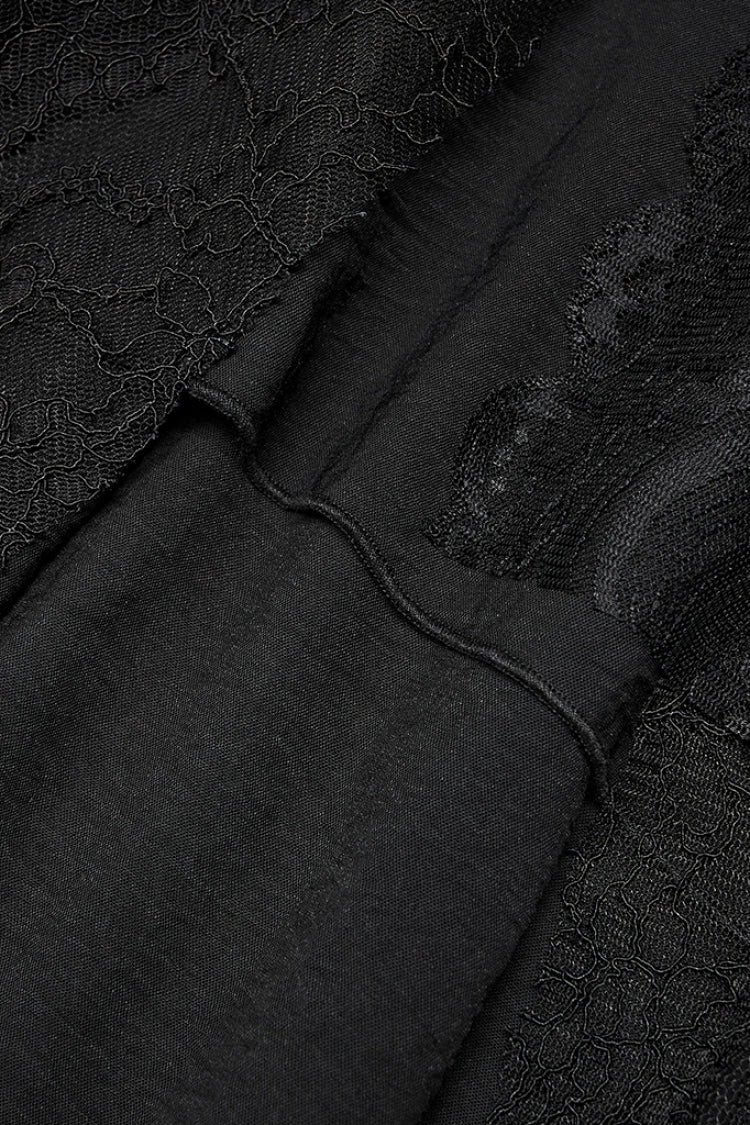 Gothic Skirt with Chiffon Irregular Hem and Lace Details