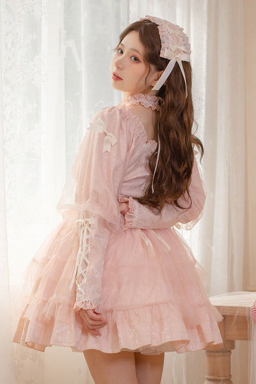 Romance Overture Frill Bow Long-Sleeve High-Waist Sweet OP Dress