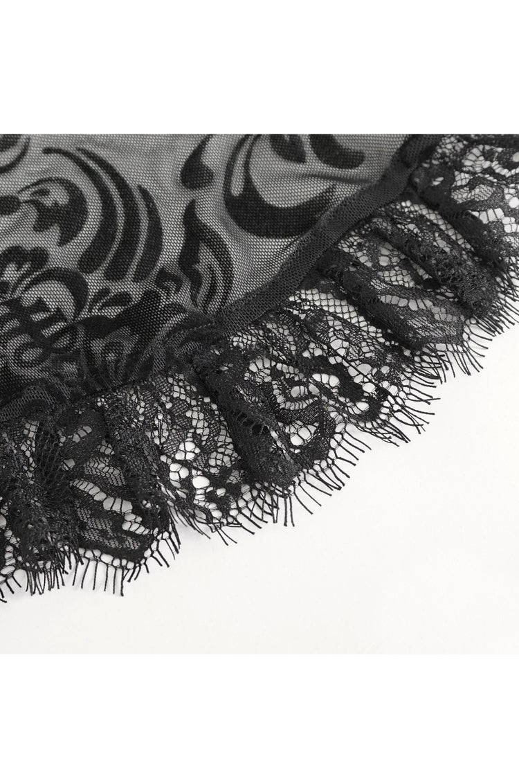 Gothic Blouse with Lace and Sheer Panels