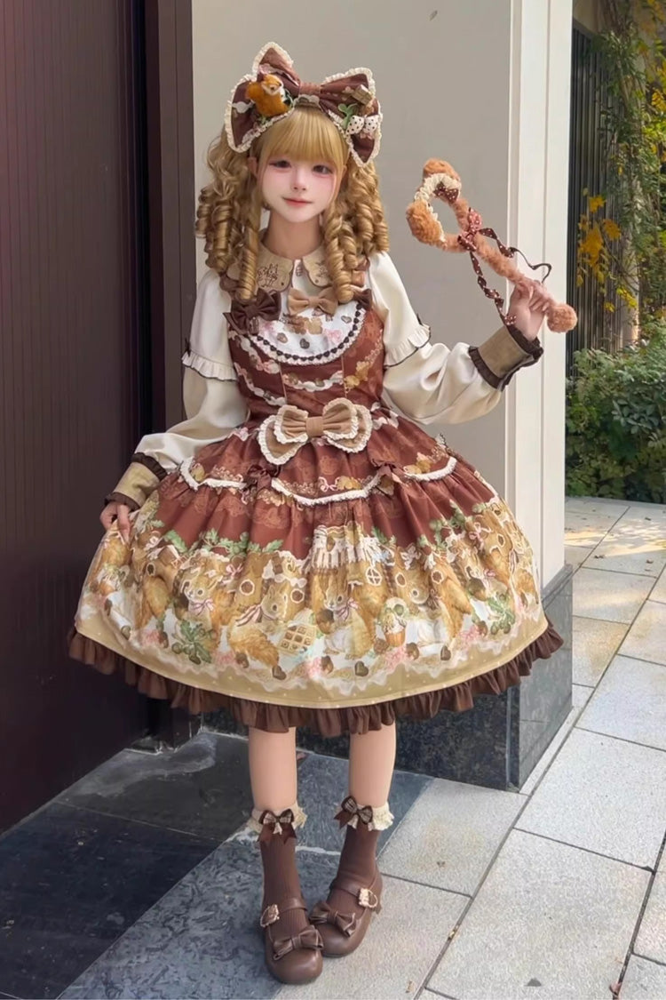 Sweet Lolita JSK Dress with Blouse and Ruffled Bow