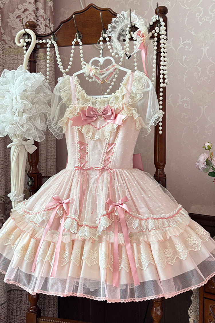 Candy House Sleeveless Ruffle Bow Lace-Up Lolita JSK
