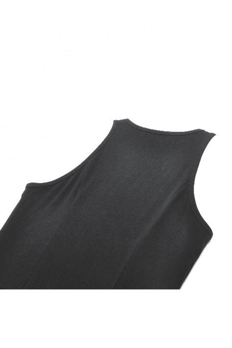 Women's Gothic Short Dress with Plunging Neck, Side Corset and Cross Lace-Up
