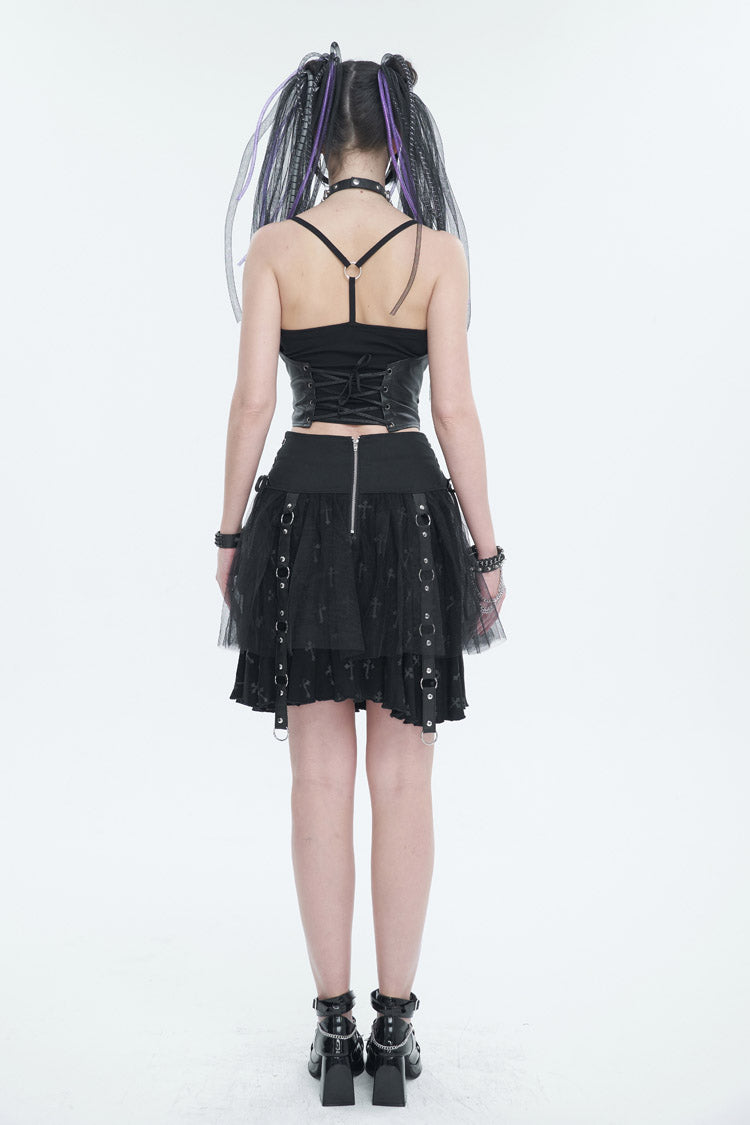 Punk Bandeau Camisole with Adjustable Strings in Black Knit