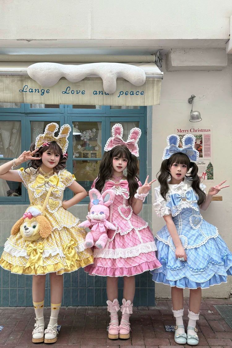 Candy Cream Puff Strawberry Cake Multi-Layer Ruffle Bow Plus Size Princess Lolita Dress 2 Styles