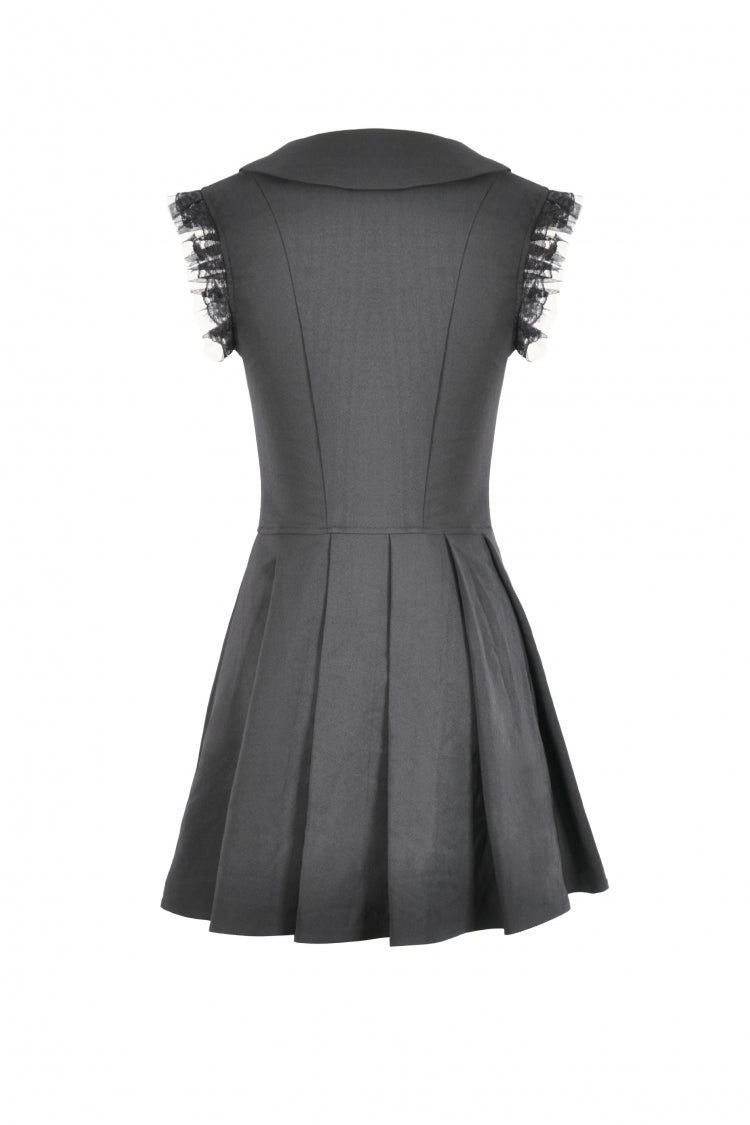 Peter Pan Collar Sleeveless Pleated Graduation Dress