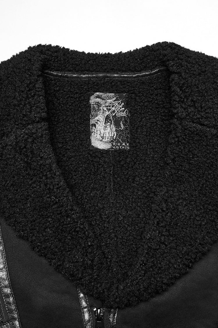 Asymmetric Zipper Jacket with Plush Lapel for Men - Gothic Edge