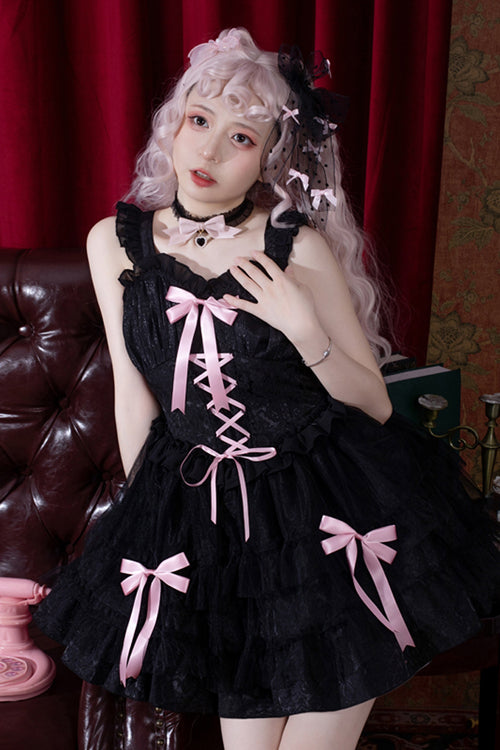 Romance Overture Frill Bow High-Waist Sweet Lolita Jumper Dress