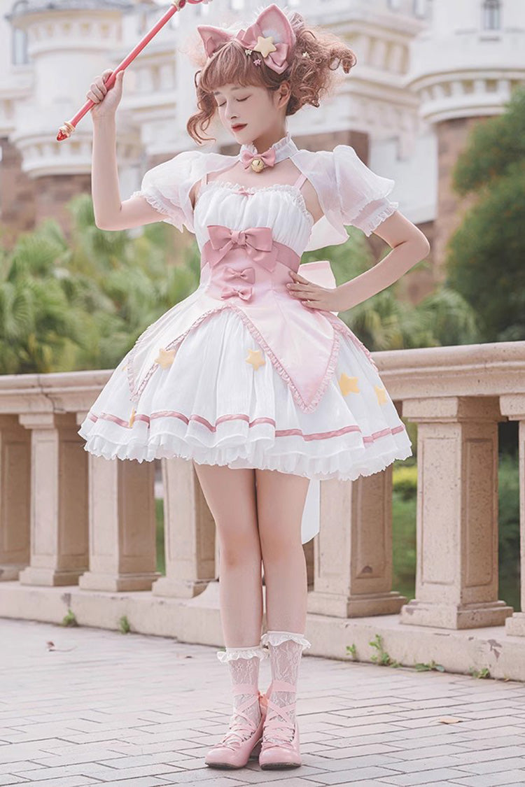 Sweet Lolita JSK Dress with Magic Star and Bowknot - Dual Color Options