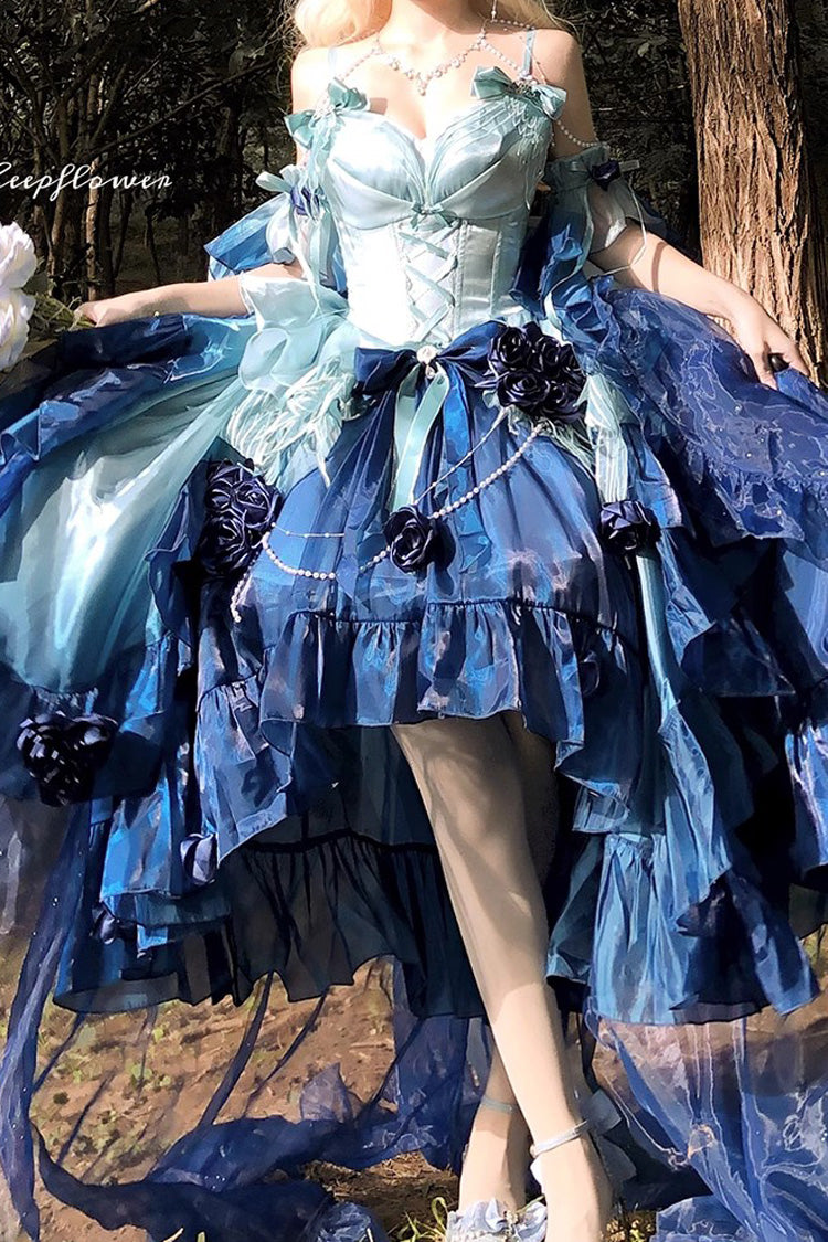 Irregular Hem Ballet Lolita JSK with Bowknot and Lace-Up Front