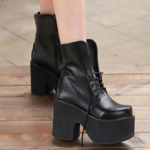 Black High-Heel Platform Lolita Boots