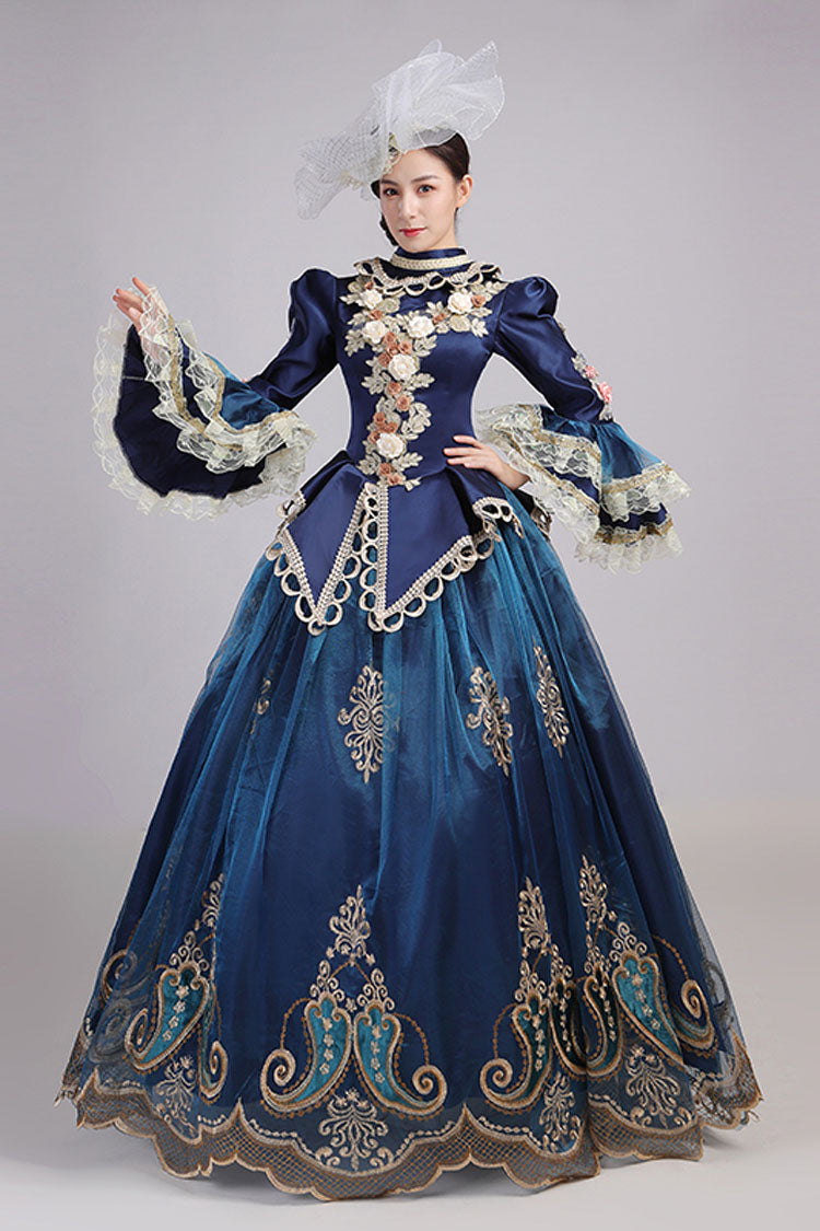 Azure Flared Sleeves Empire Waist Floral Cutout Embroidery Victorian Lolita Ball Gown
