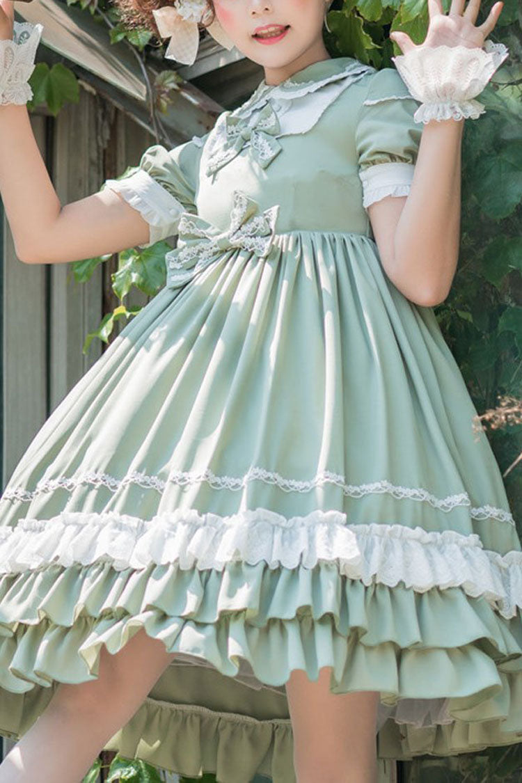 Emerald High-Waist Bow Multi-Layer Classic Lolita JSK Dress
